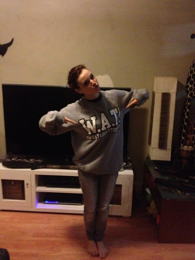 Bella Ferraro in a WAT Jumper. What About Tonight?