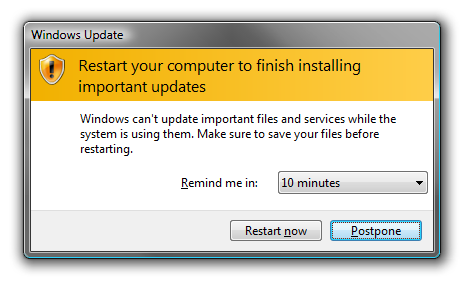 Restart my computer Windows Update funny