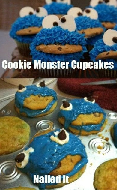 Cookie Monster cupcakes fail nailed it