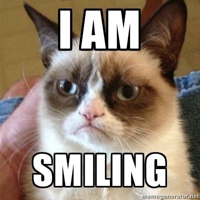 grumpy cat smiling