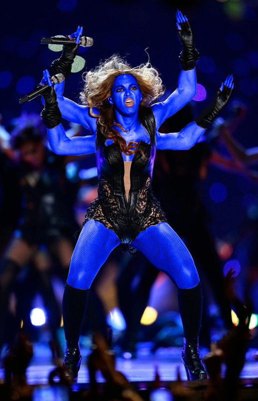 Beyonce Derp Meme - unflattering blue four arms