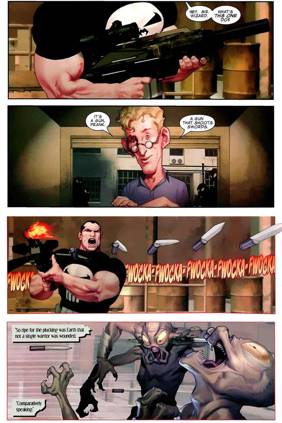 Gun that shoots swords Punisher War Journal #12