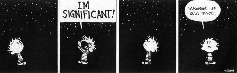 I'm significant screamed the dust speck. Calvin and Hobbes