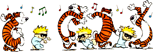 Calvin and Hobbes dancing gif