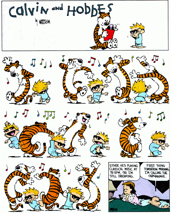 Calvin and Hobbes dancing gif