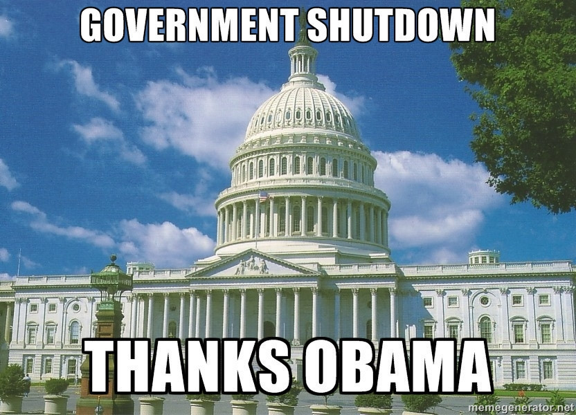 Government Shutdown meme Thanks Obama Imgur