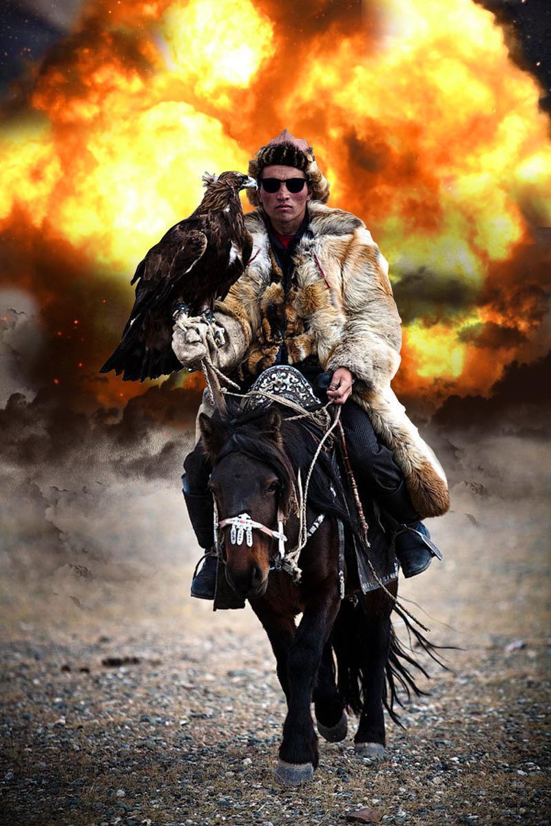 mongolian wolf hunter meme explosion sunglasses badass Imgur