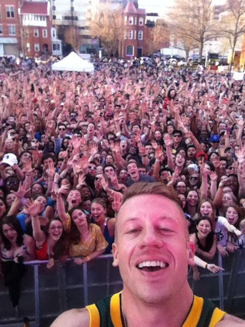 Girl threw her phone at Macklemore during his performance today This is the result Imgur